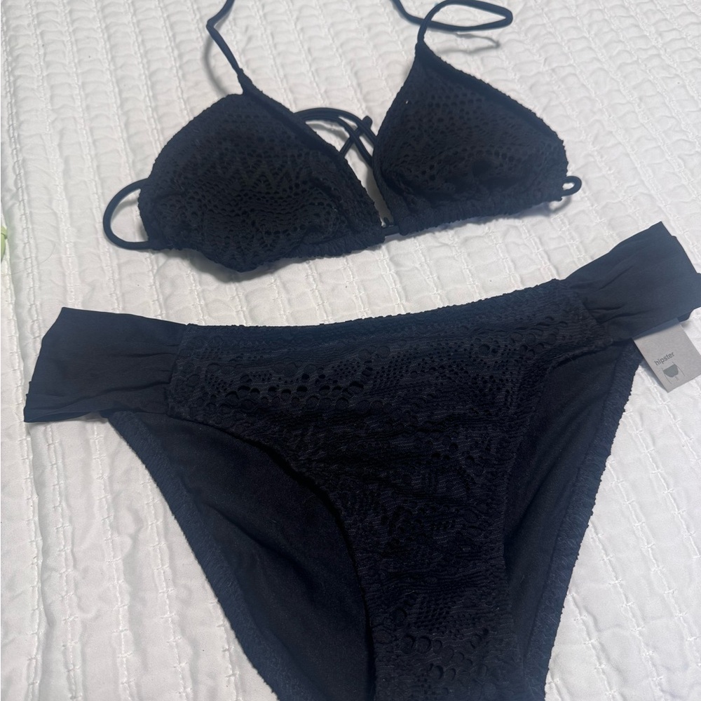 Black Crochet Bikini Set
